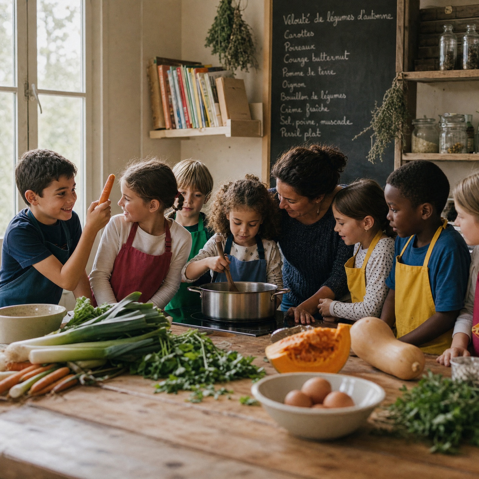 Enfants en cuisine pédagogique