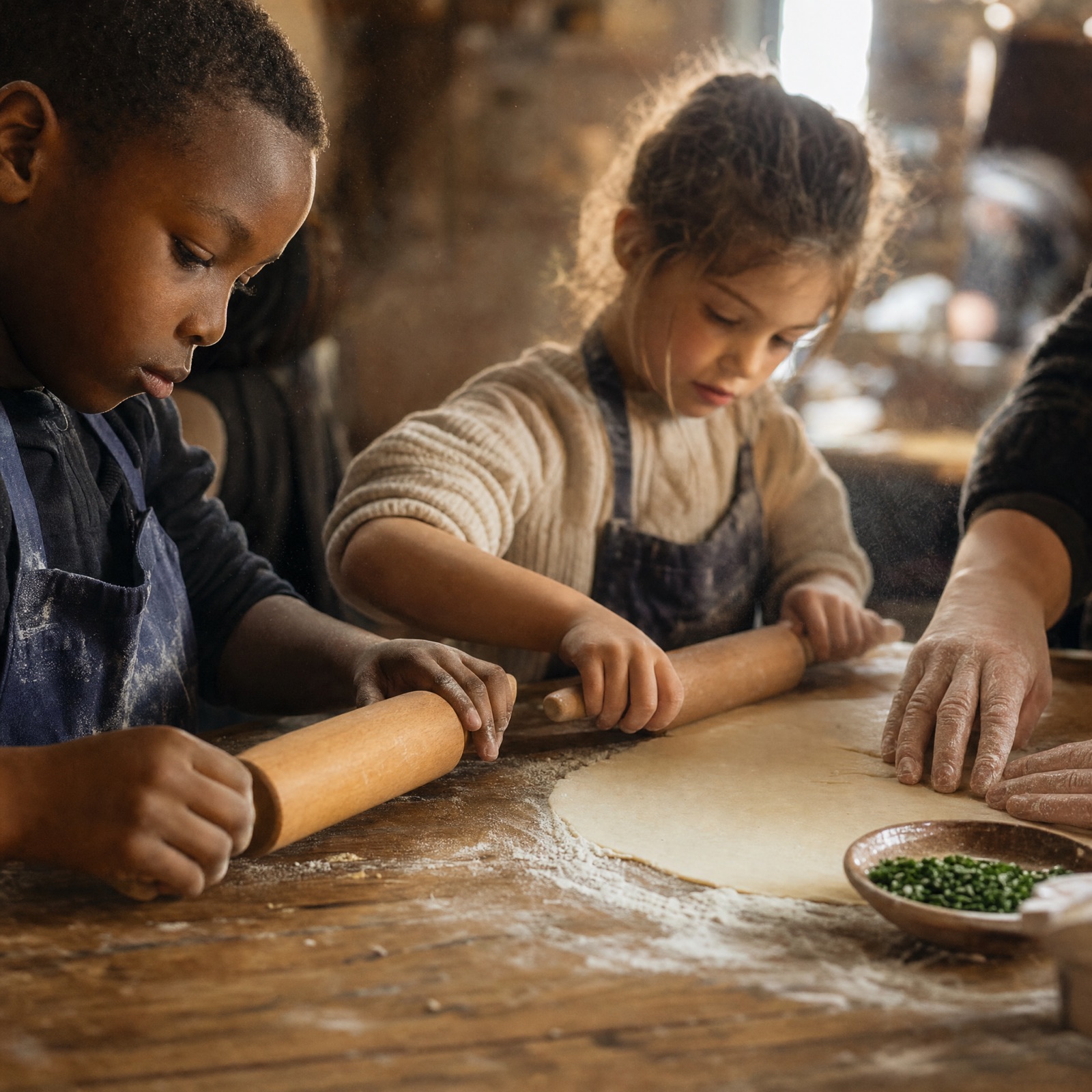 Déjeuner partagé après l'atelier de cuisine